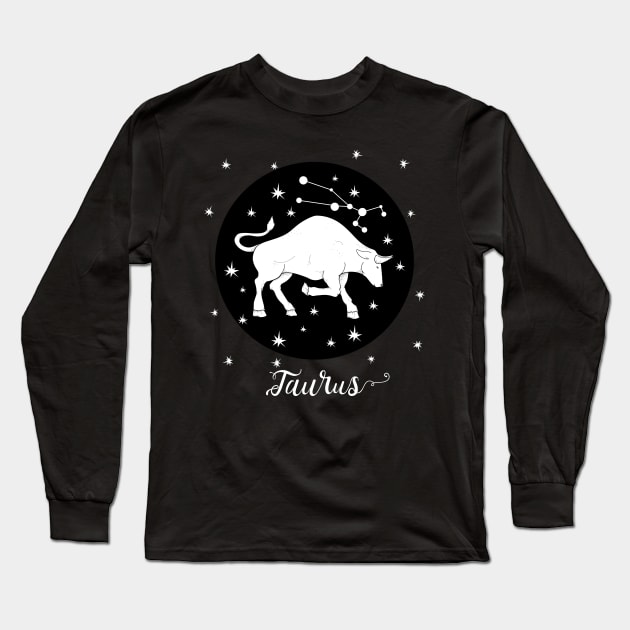 Taurus Zodiac Sign Constellation Long Sleeve T-Shirt by letnothingstopyou